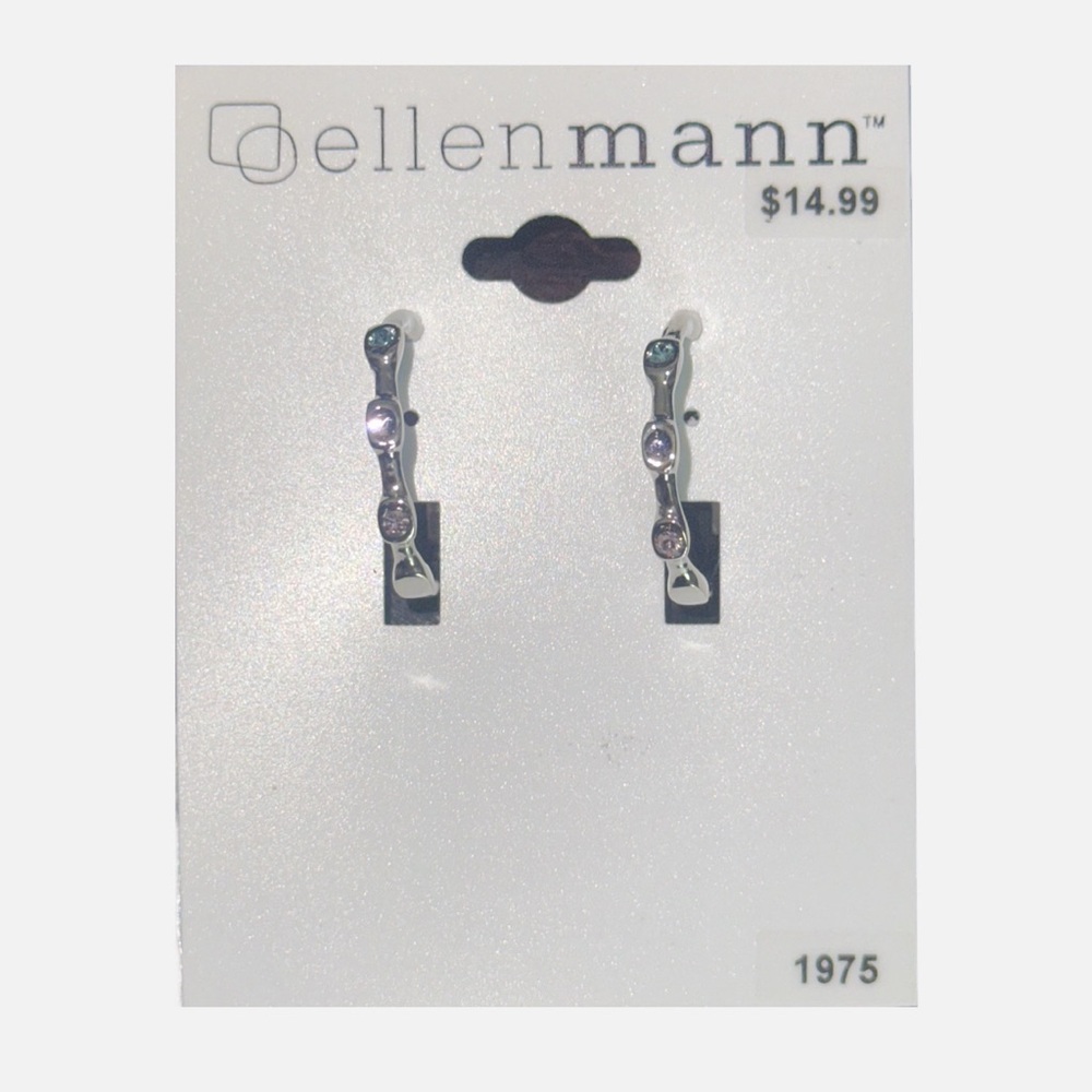 Tri-Tone Gem Hoop Earrings